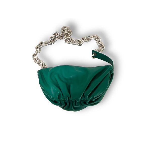 Dumpling Chain Shoulder Bag Green Silver - Picture 2 of 8